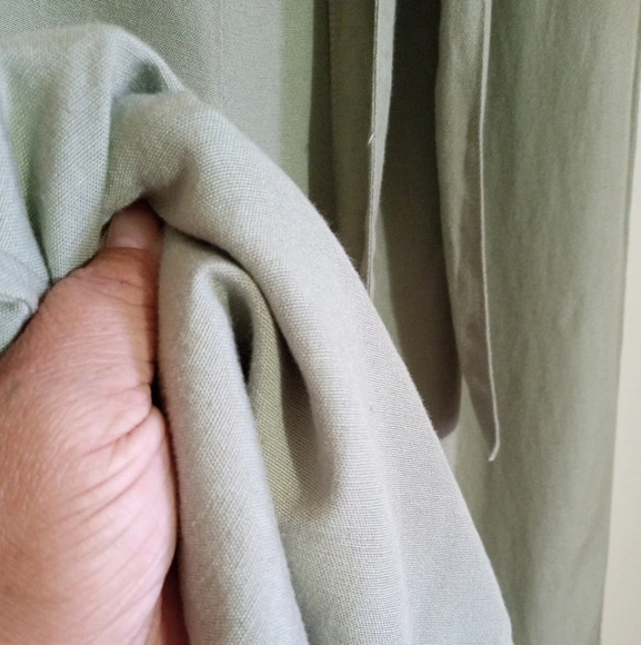 Japna sage green linen blend wide leg pants with fabric tie belt women's size L - Picture 4 of 7